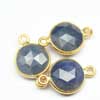 Natural Untreated Blue Sapphire Round 925 Sterling Silver Gold Vermeil Bezel Connector Quantity 3 pc. & Size 14mm approx.Same Size ~ Perfect for Designer Jewellery Totally handmade .925 Sterling.